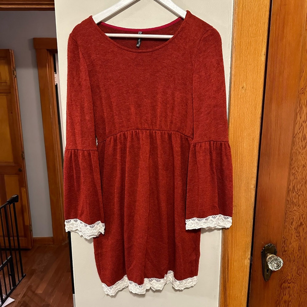Red and White knit sweater dress Size M/L from Bluetique